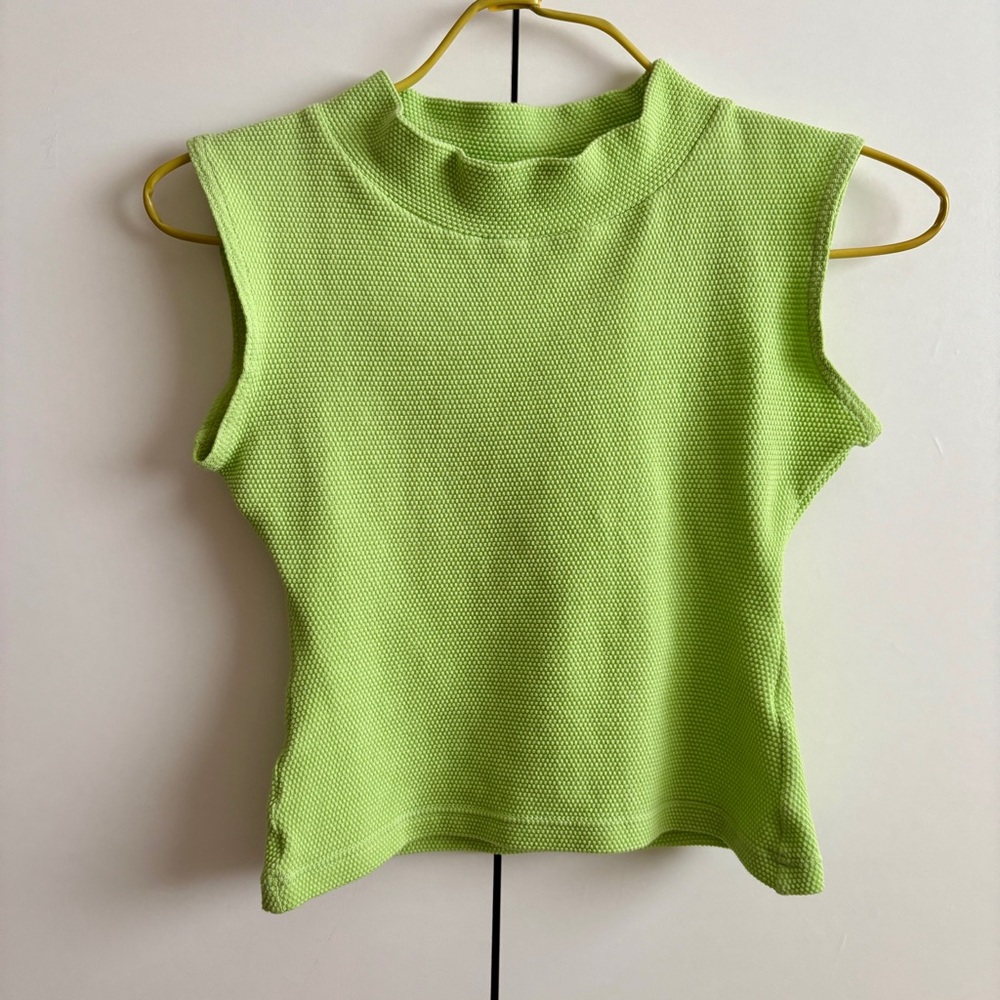 Vintage Apple Green Waffle Crop Top
